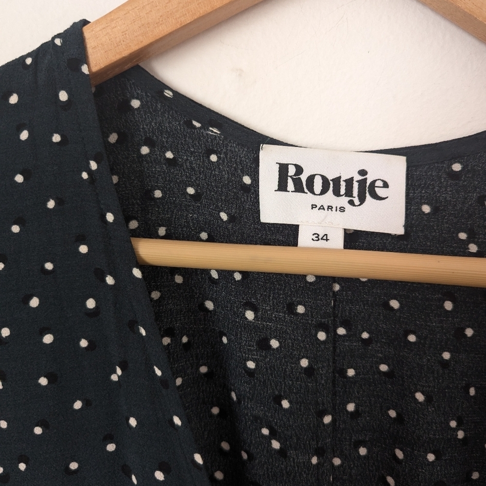 Rouje Navy Blue Midi Dress with White Starry Print - Picture 3 of 6